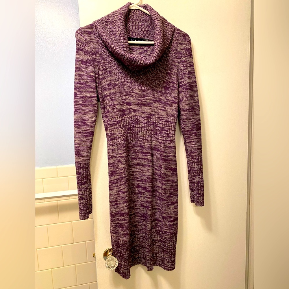 Cowl neck sweater dress
